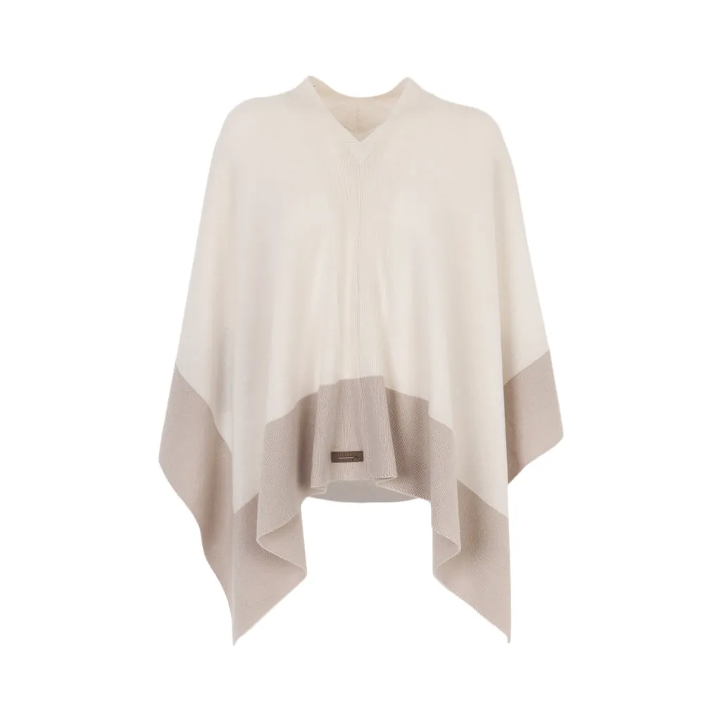 Lorena Two-Tone Cashmere V-Neck Poncho by Curling Collection