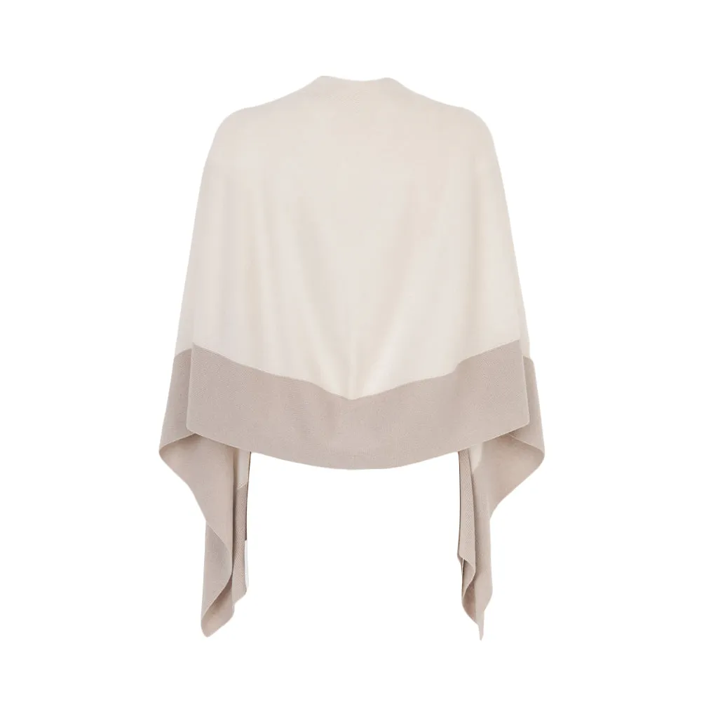 Lorena Two-Tone Cashmere V-Neck Poncho by Curling Collection