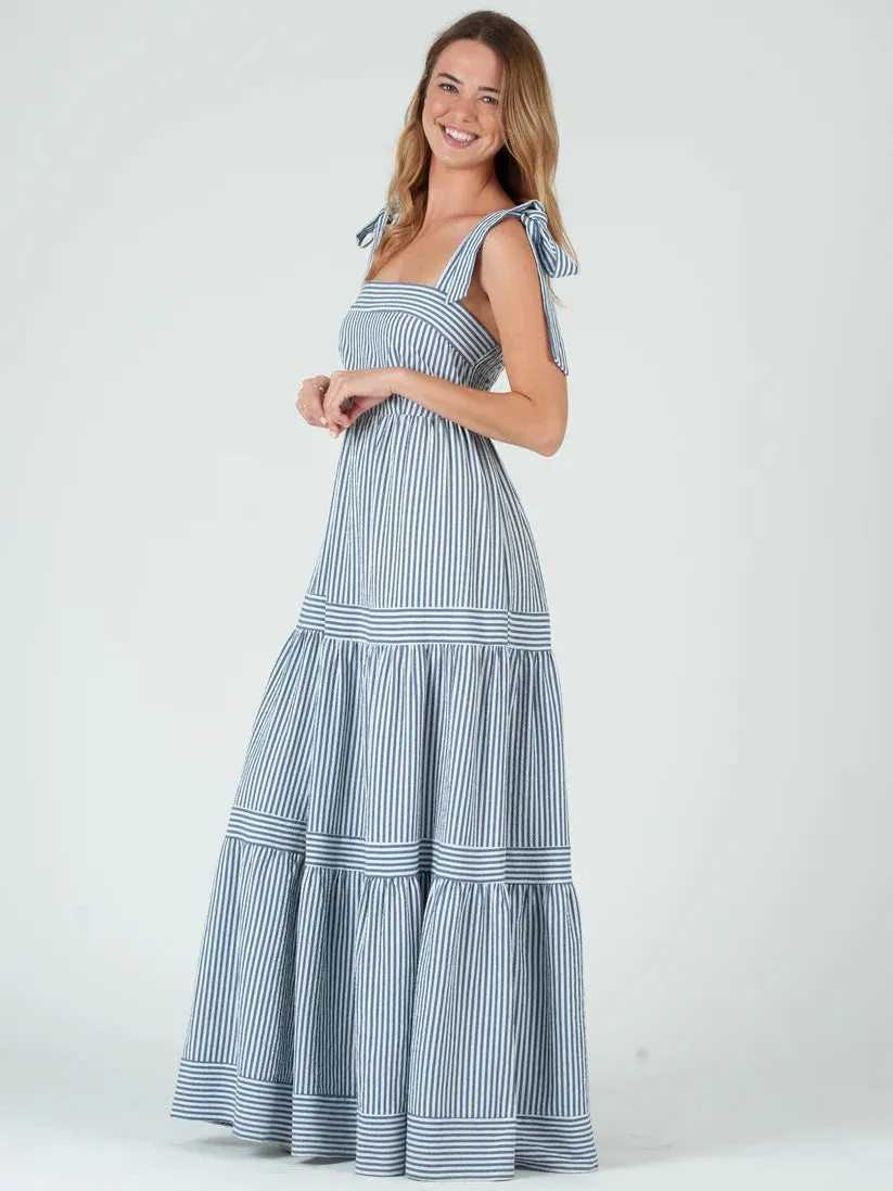 Lucca Couture CAPRI Stripe Maxi Dress in Navy