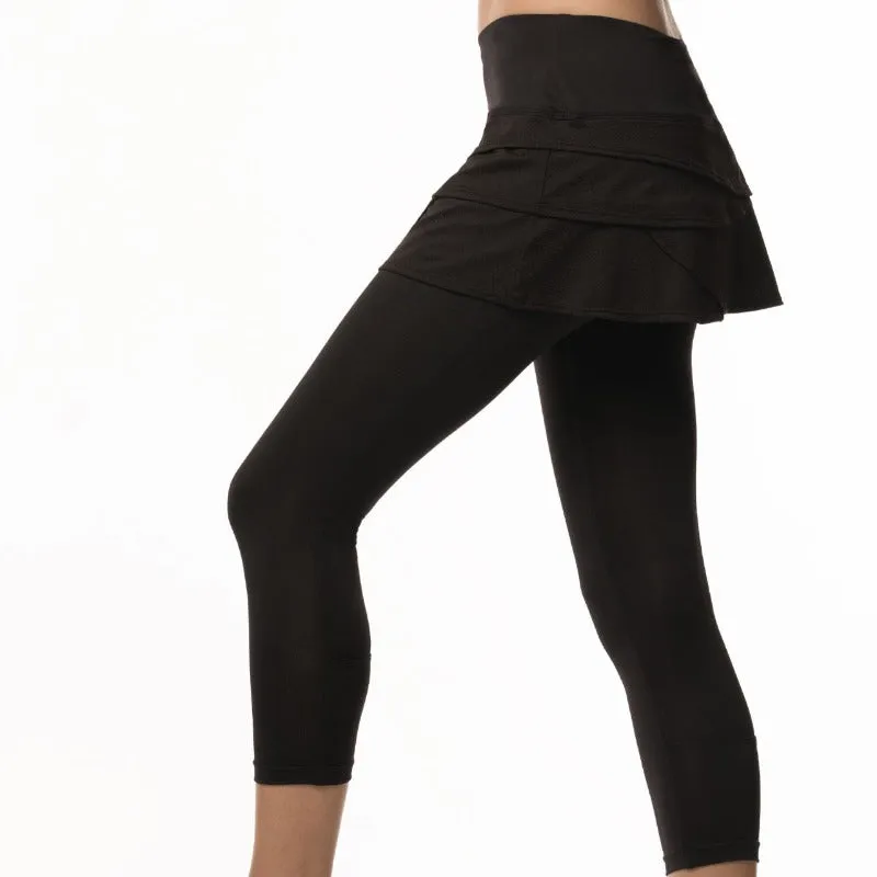 Lucky In Love Scallop Skort/Capri - Black