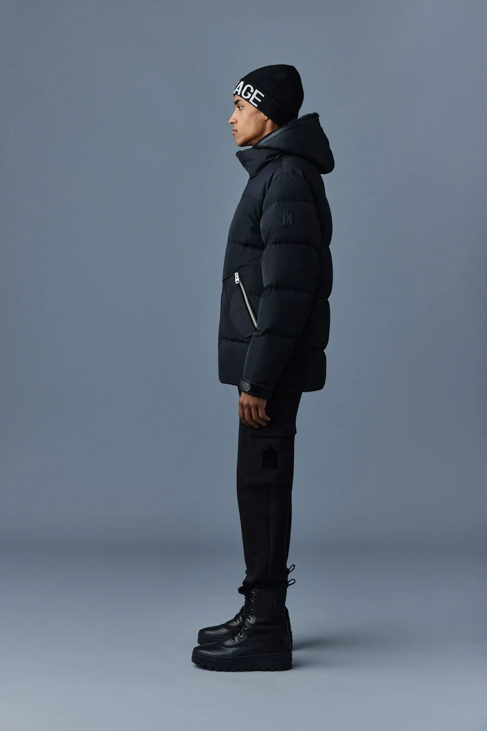 Mackage Riley Classic Down Jacket Removable Shearling Bib