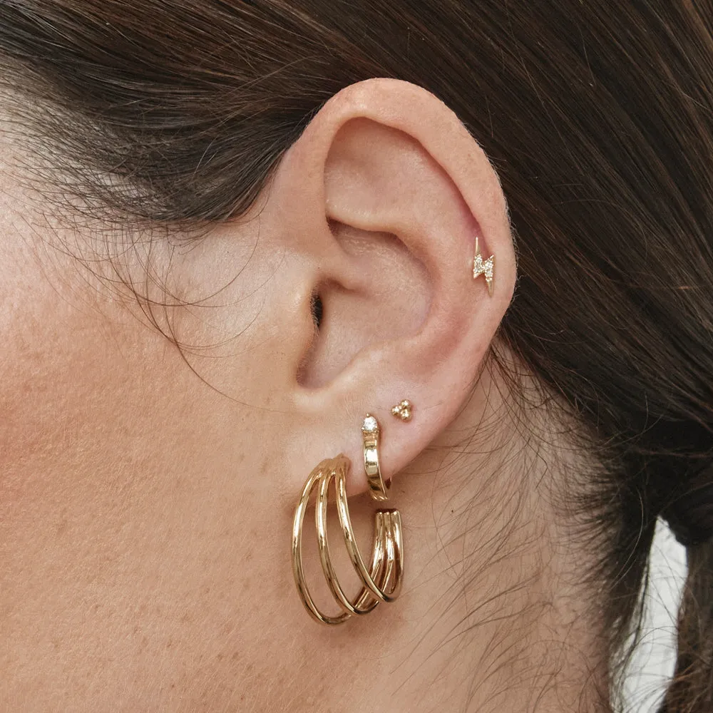 Maxi Triple Hoop Stud Earrings in Gold