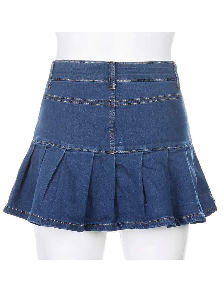 McGregor Clan-Women Y2K Jeans Skirts High Waist Pleated