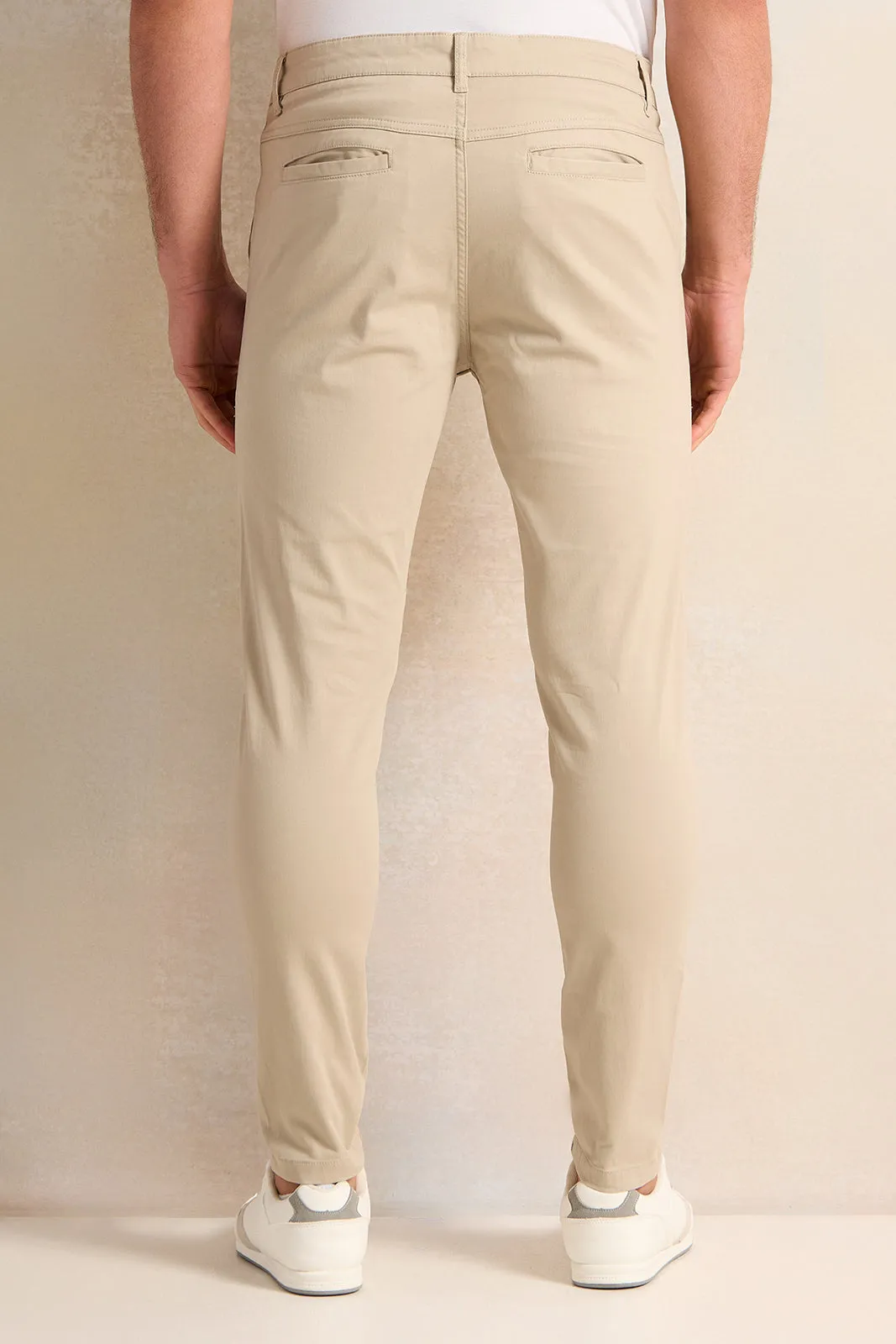 Men Beige Slim Fit Chino Trousers