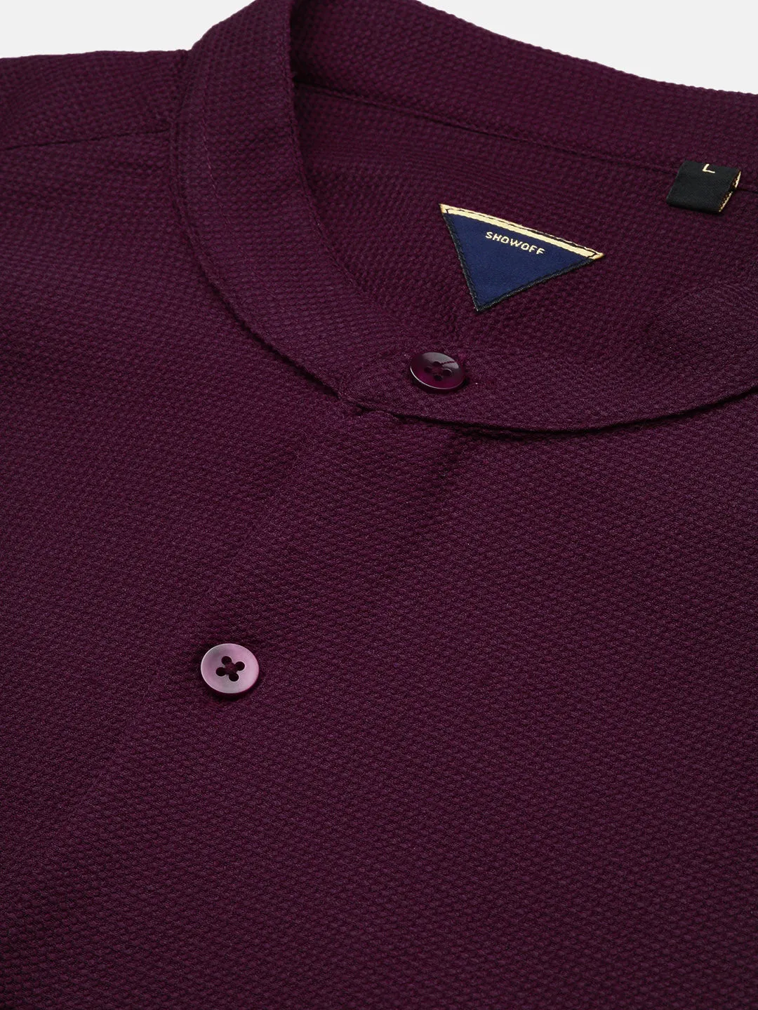 Men Purple Solid Slim Fit Shirt