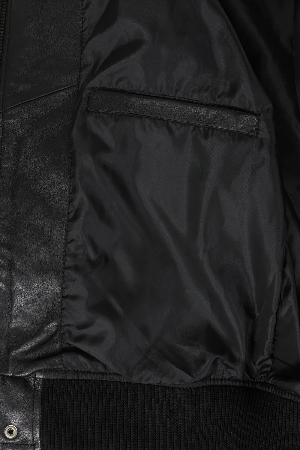 Men's Black Leather Bomber Jacket - Lleyton