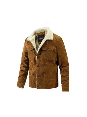 Men's Corduroy Winter Padded Thick Lambswool Workwear Warm Cotton Jacket