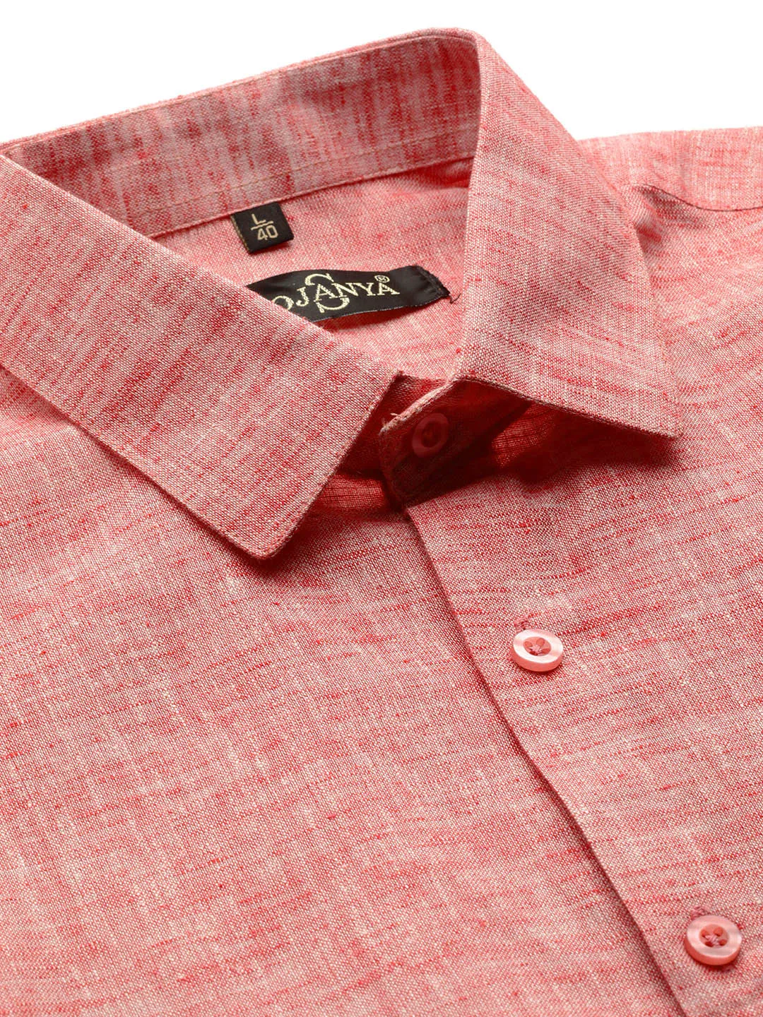 Men's Cotton Blend Peach Classic Formal Shirt - Sojanya