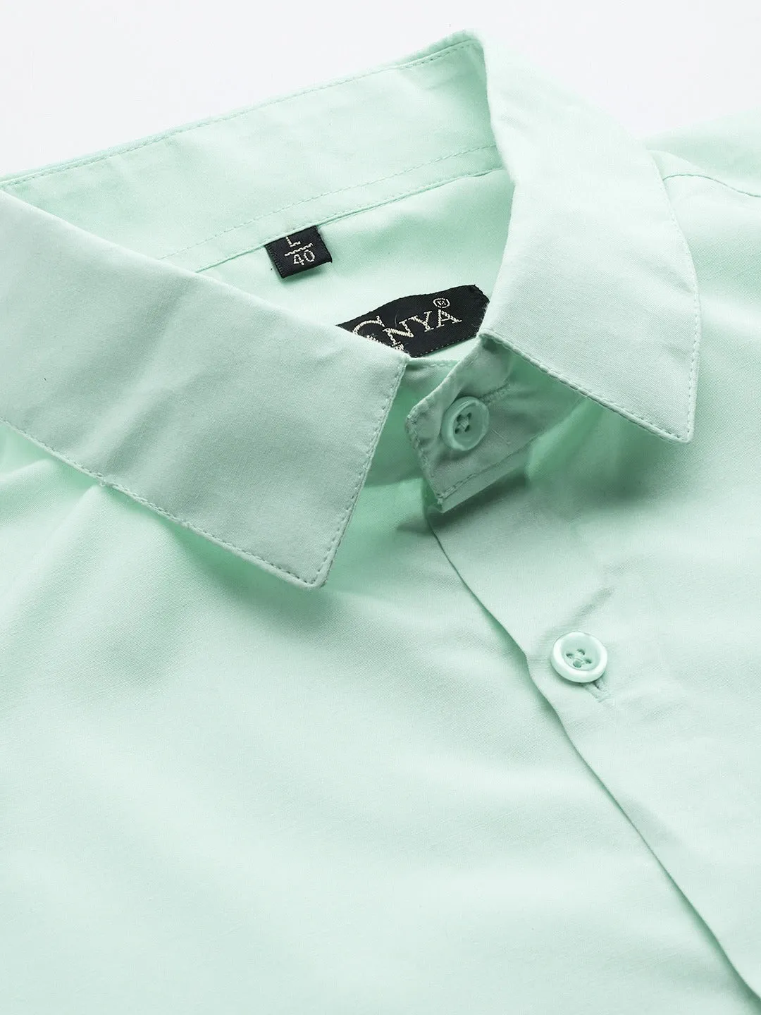 Men's Cotton Light Green Classic Formal Shirt - Sojanya