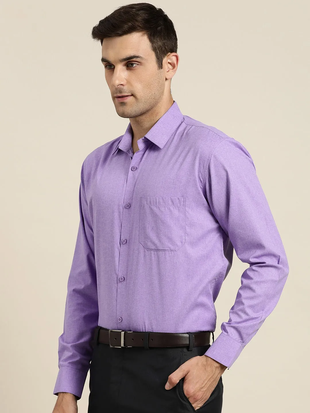 Men's Cotton Purple Casual Shirt