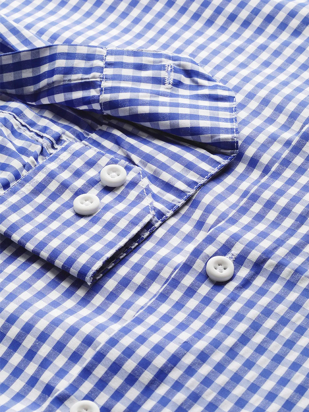 Men's Cotton Royal Blue & White Checked Formal Shirt - Sojanya