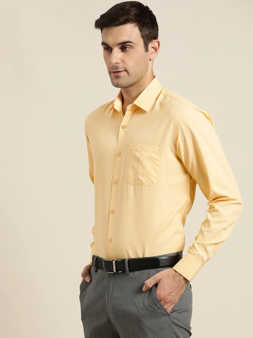 Men's Cotton Yellow Casual Shirt