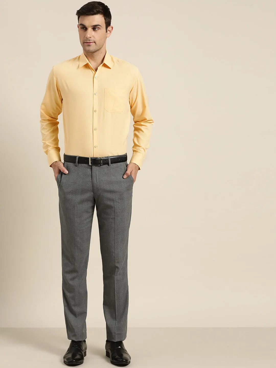 Men's Cotton Yellow Casual Shirt