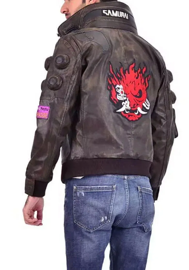 Men's Cyberpunk 2077 Samurai Character inspired Leather Jacket