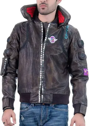 Men's Cyberpunk 2077 Samurai Character inspired Leather Jacket