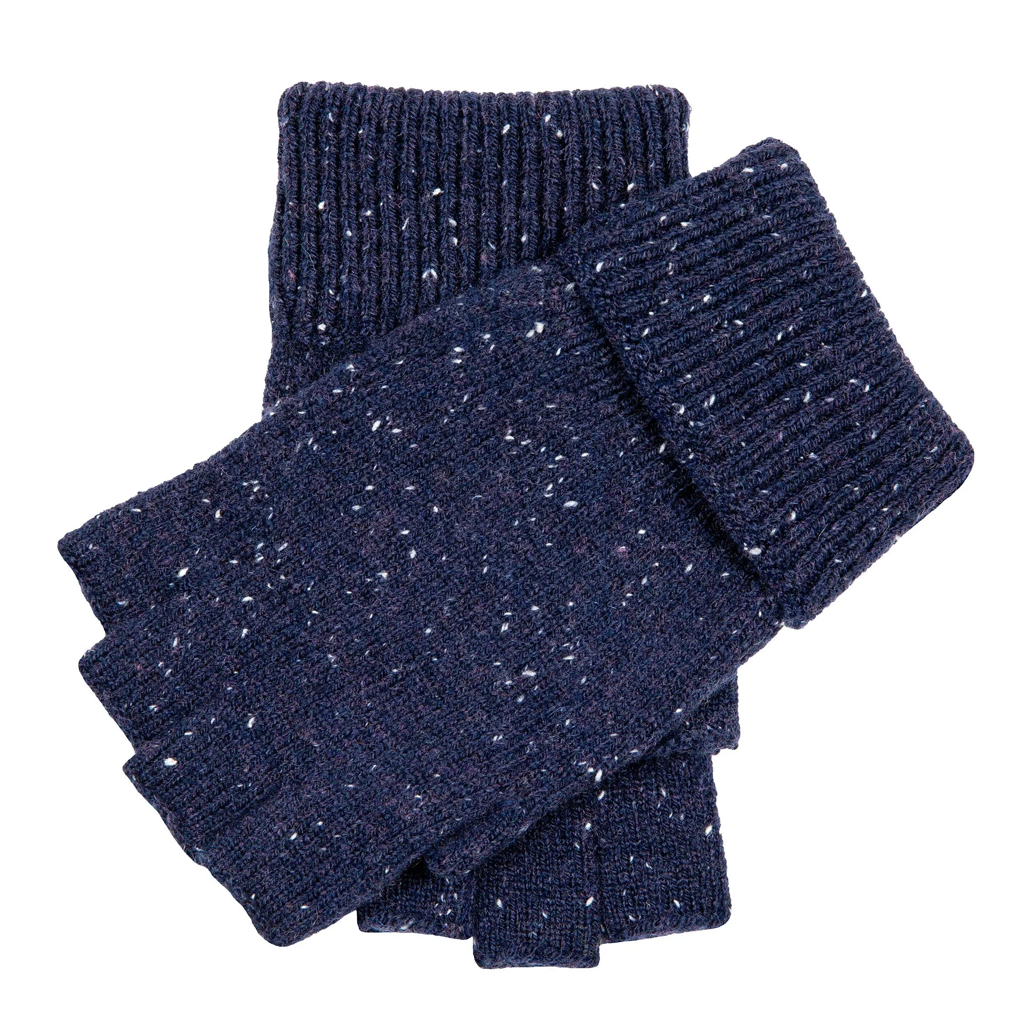 Men's Fingerless Knitted Gloves with Ribbed Cuffs