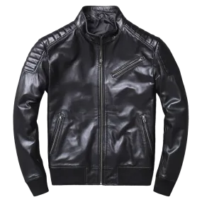 Mens Jack Genuine Lambskin Leather Bomber Jacket