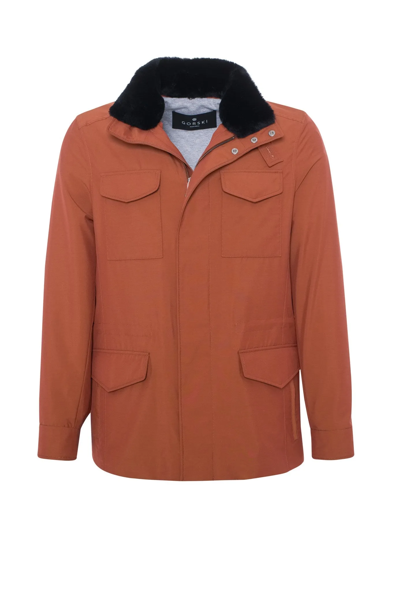 Men's Loro Piana Storm System Lined Jacket W/ Det. Shearling Lamb Collar, Concealed Hood