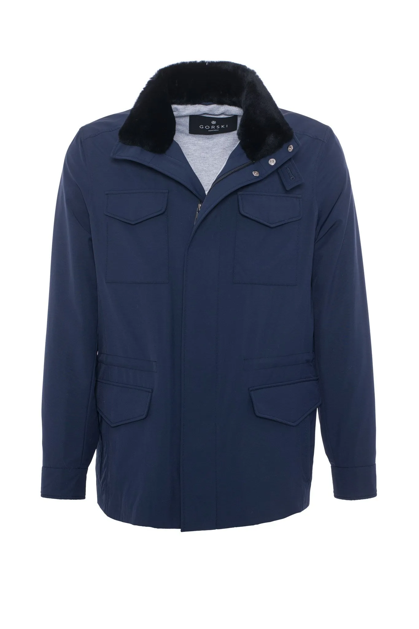 Men's Loro Piana Storm System Lined Jacket W/ Det. Shearling Lamb Collar, Concealed Hood