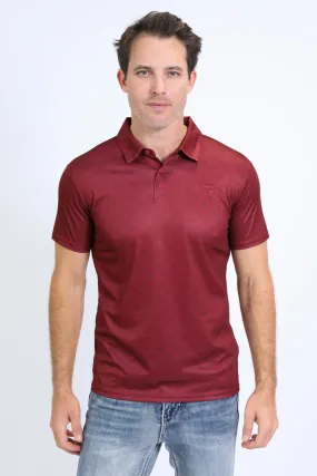 Mens Performance Fabric Print Red Polo