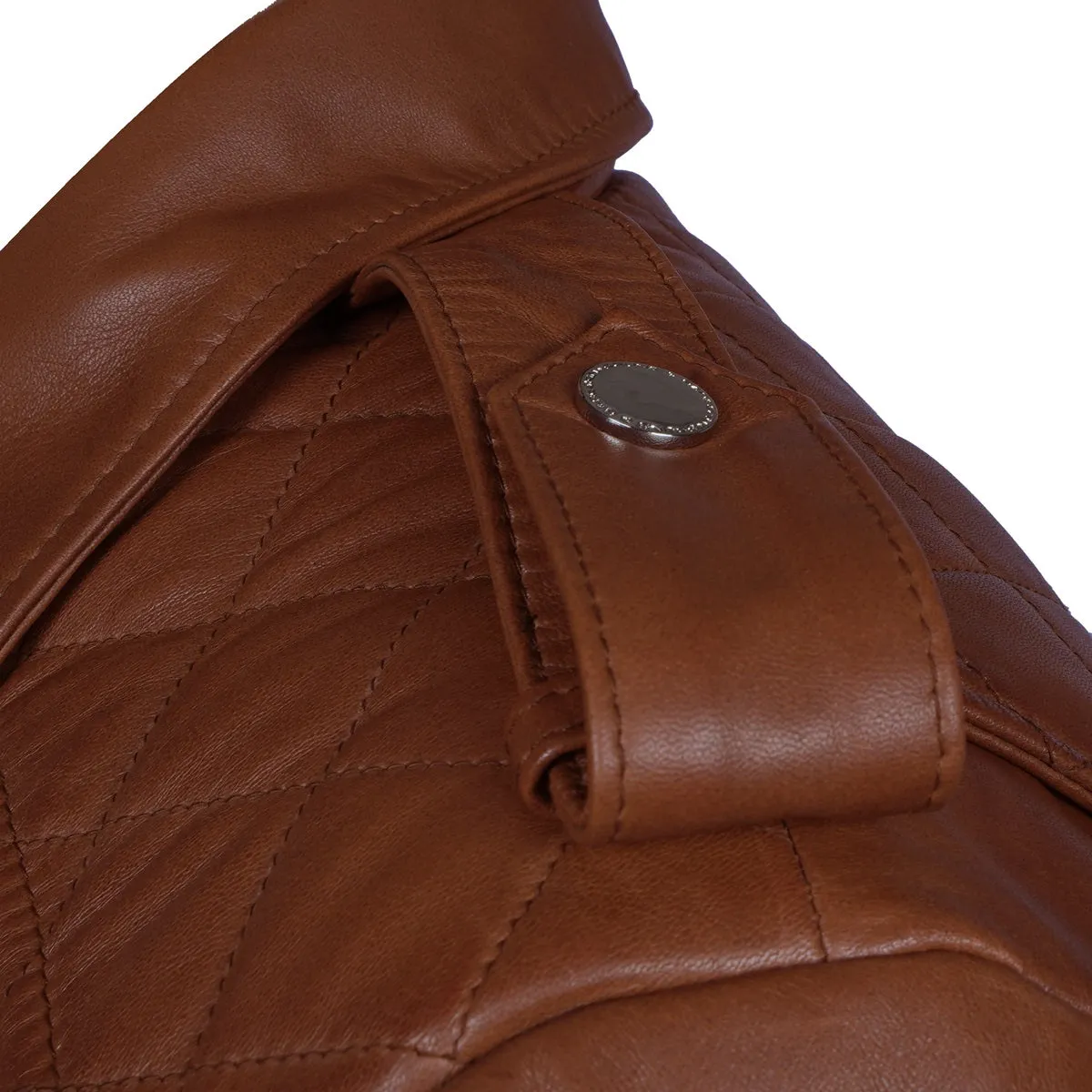 Men's Trending Stylish And Comfortable Diamond Stitch Tan Leather Biker Jacket By Brune & Bareskin