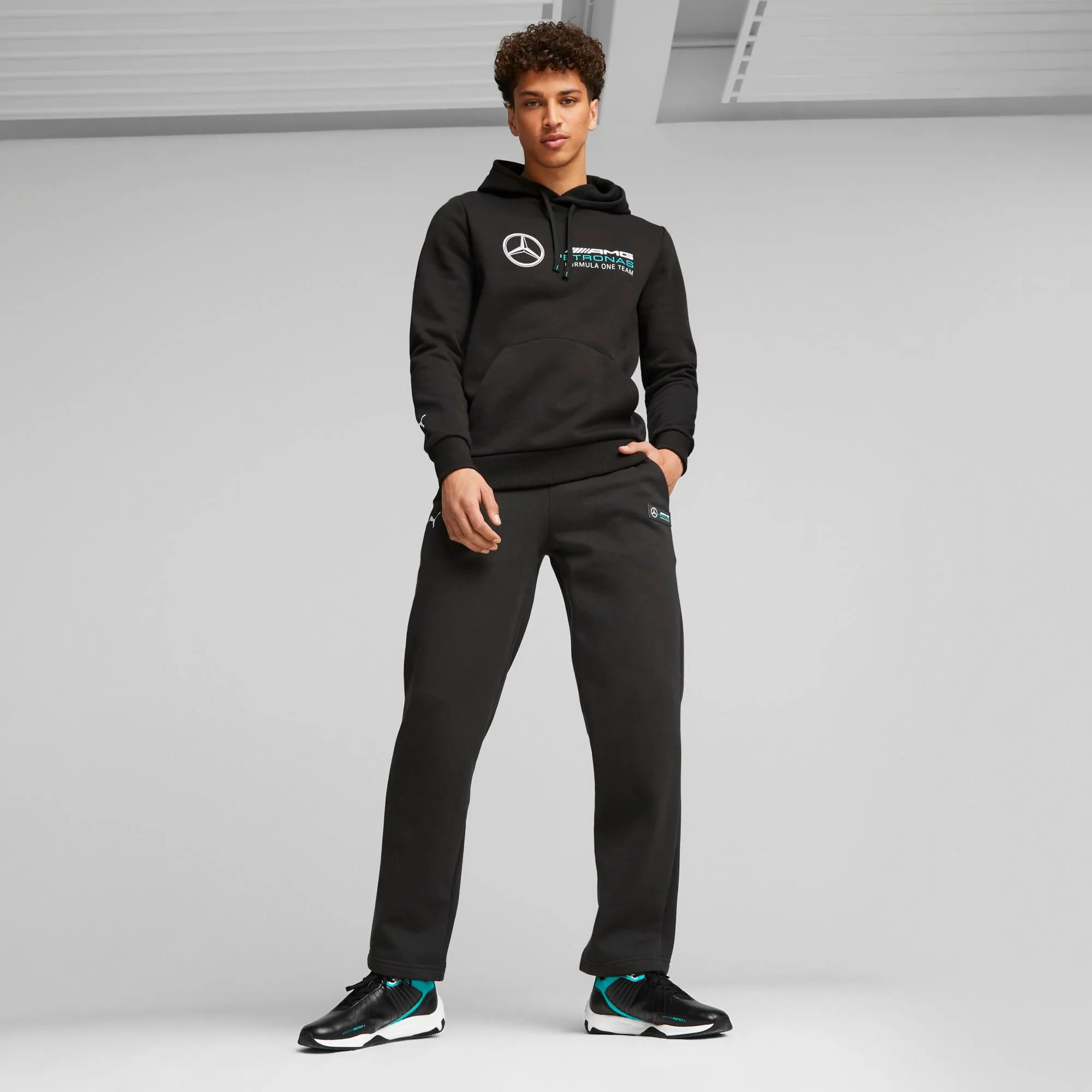 Mercedes sweatshirt, hooded, Puma, ESS, fleece, black