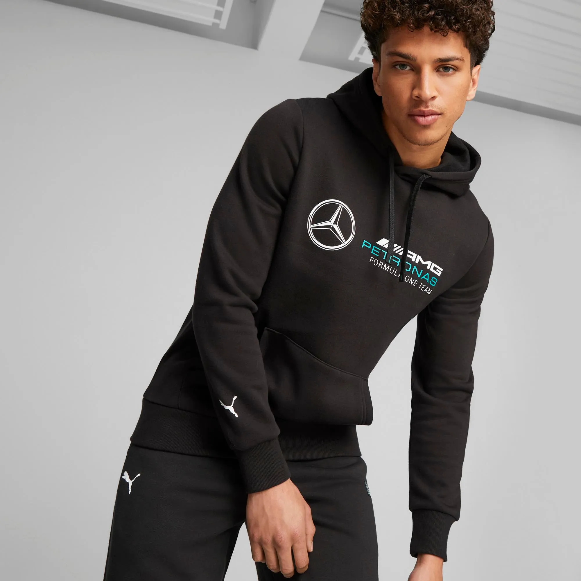 Mercedes sweatshirt, hooded, Puma, ESS, fleece, black