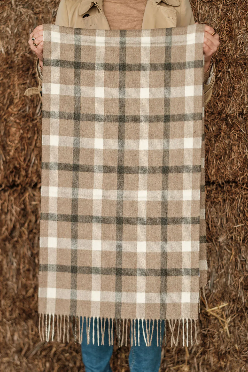 Merino Wool Oversize Tartan Scarf | Blyth Natural