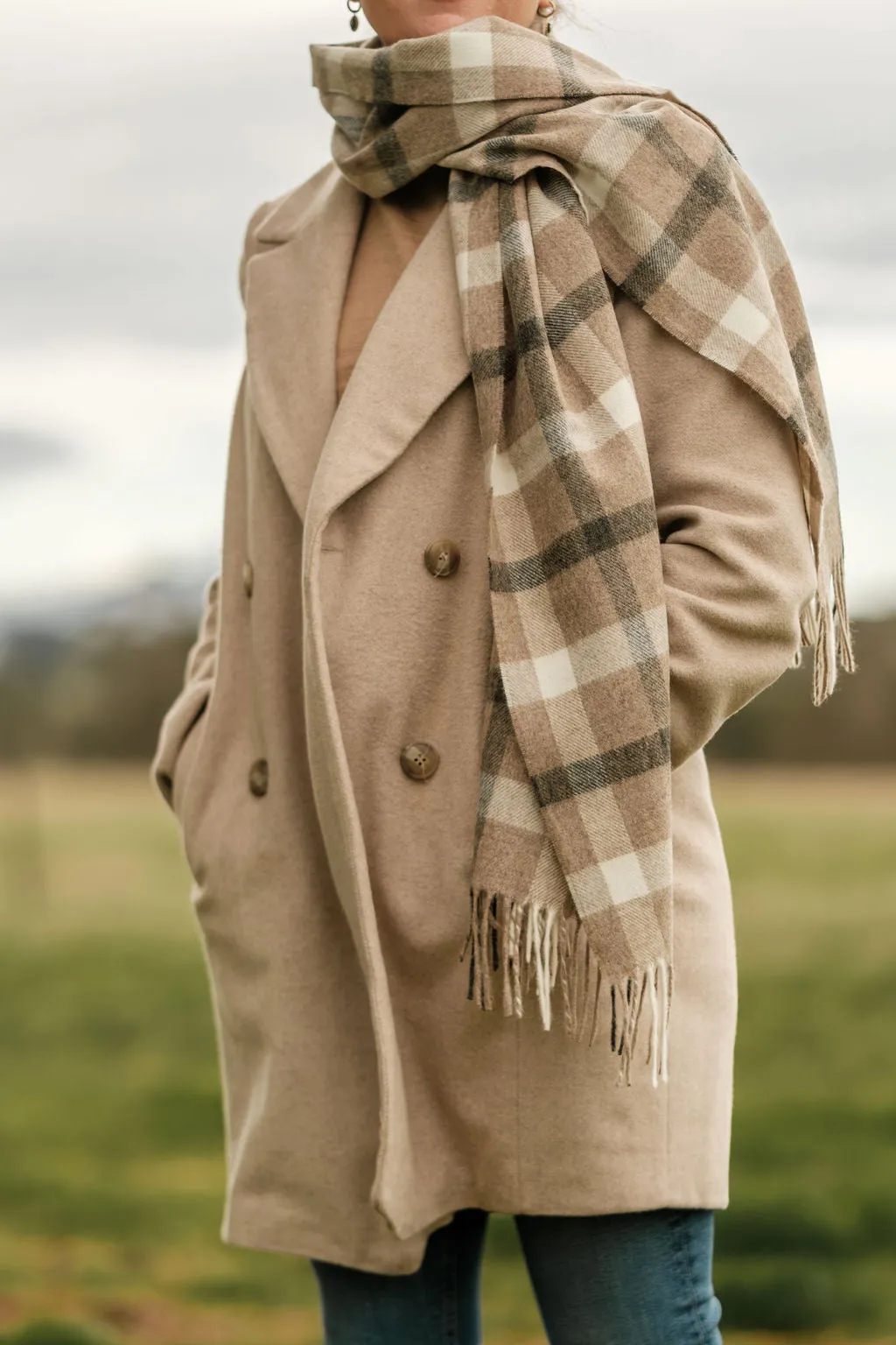 Merino Wool Oversize Tartan Scarf | Blyth Natural