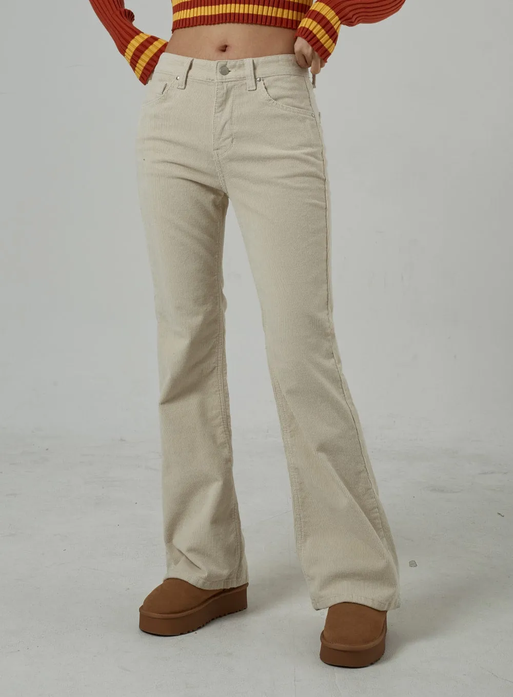 Mid-Rise Corduroy Bootcut Pants CJ306