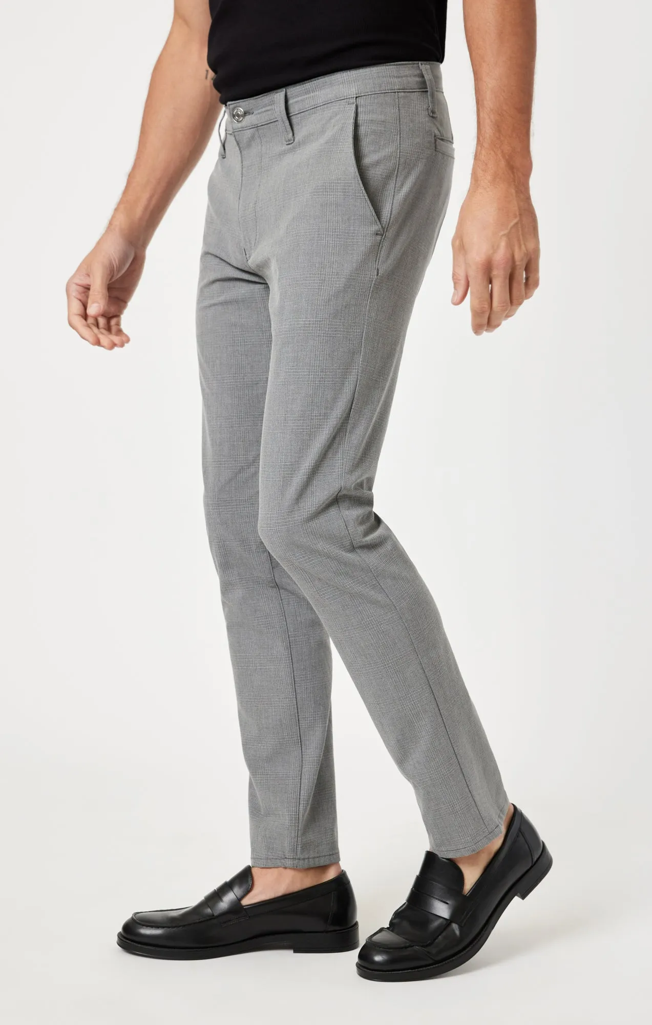 MILTON SLIM STRAIGHT CHINO IN DARK GREY CHECK