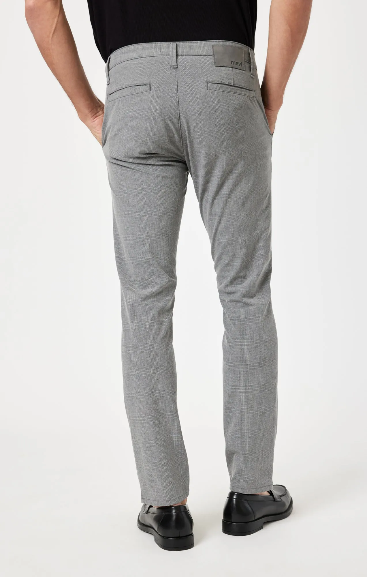 MILTON SLIM STRAIGHT CHINO IN DARK GREY CHECK