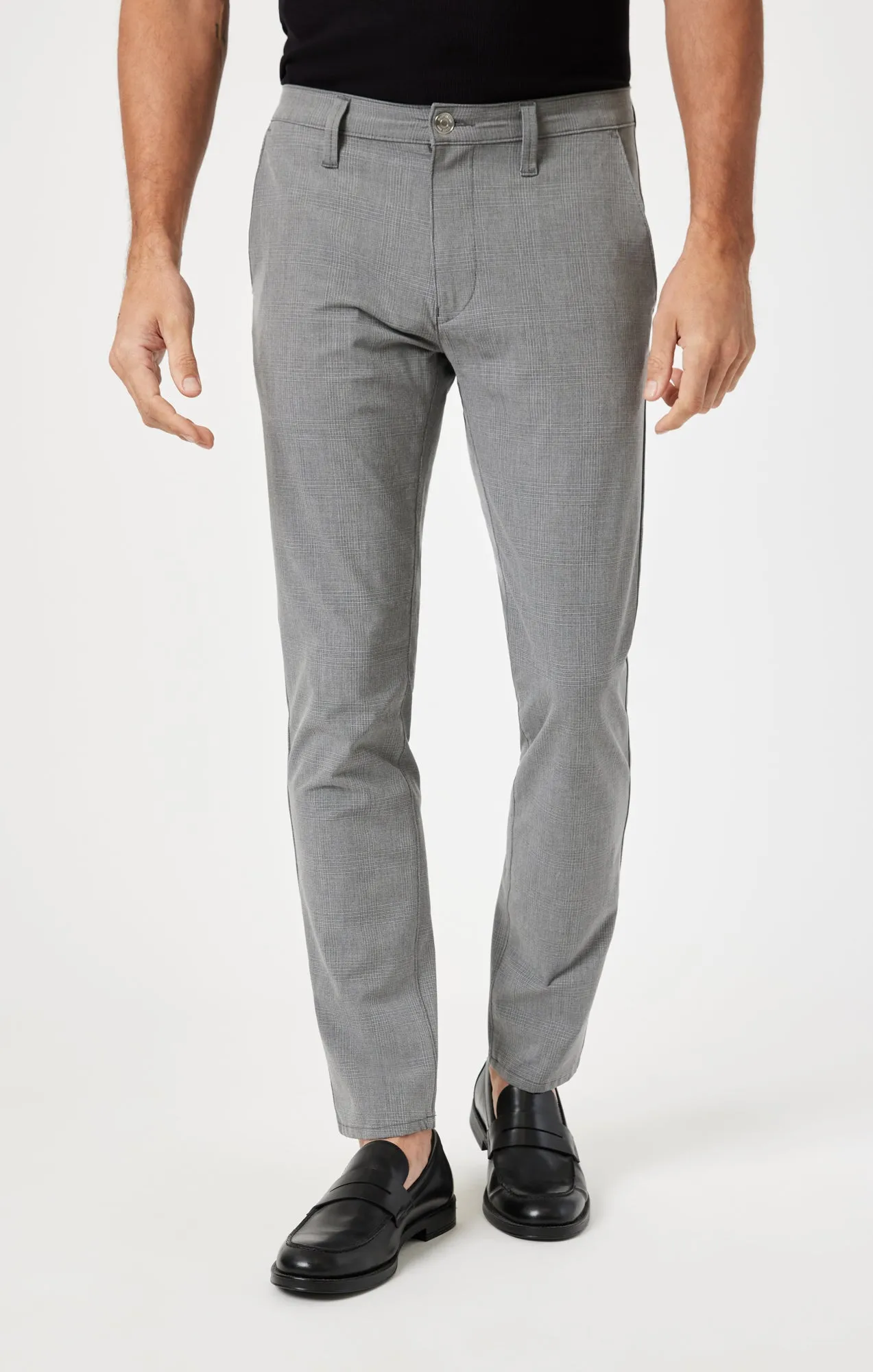 MILTON SLIM STRAIGHT CHINO IN DARK GREY CHECK