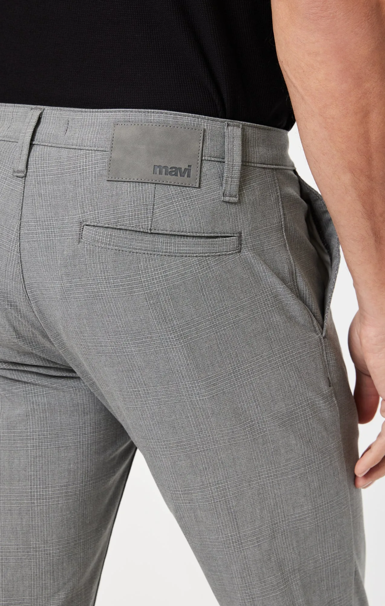 MILTON SLIM STRAIGHT CHINO IN DARK GREY CHECK