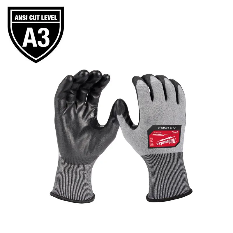 Milwaukee Cut Level 3 High Dexterity Polyurethane Dipped Gloves Gray L 1 pair