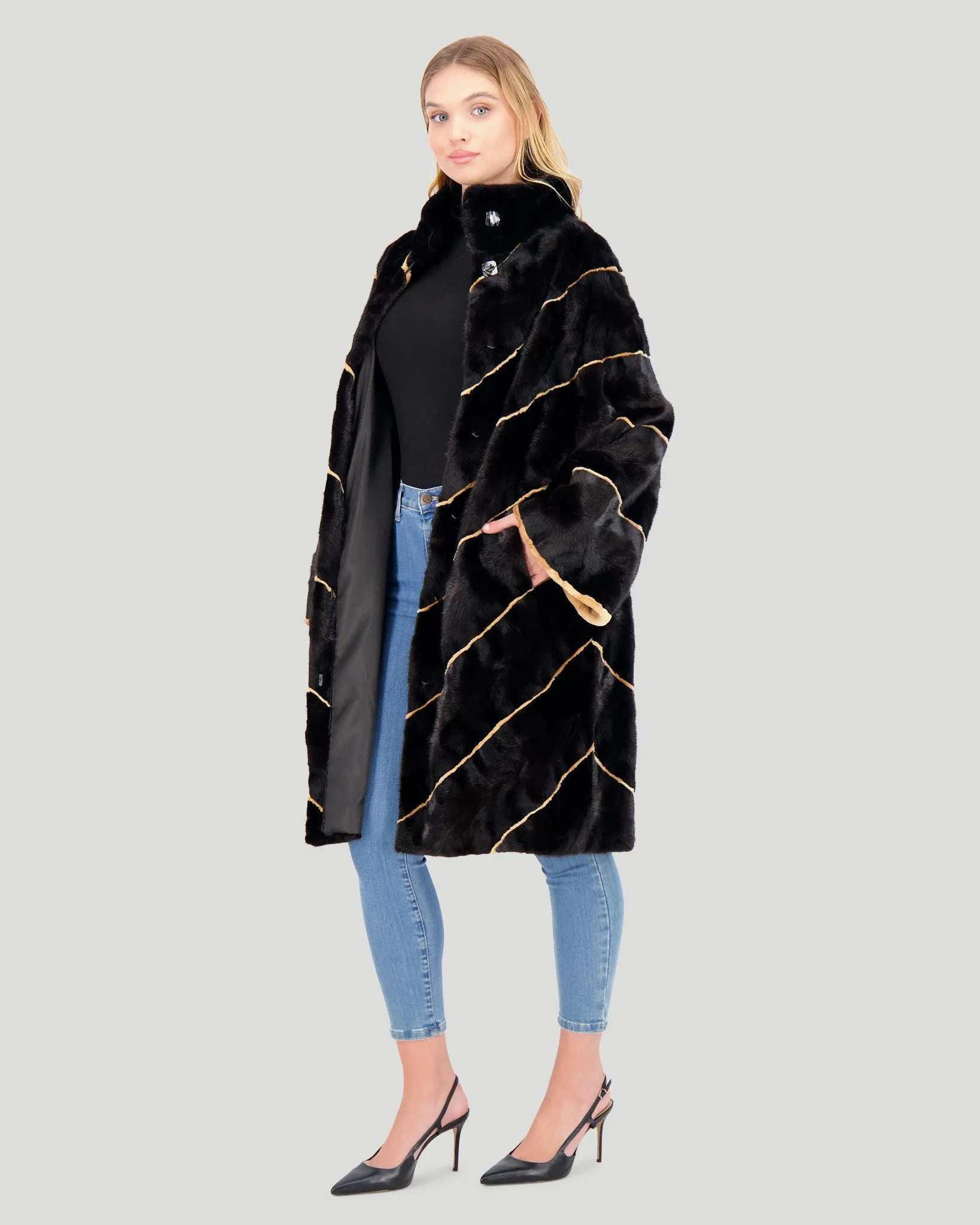 Mink Sections Short Coat