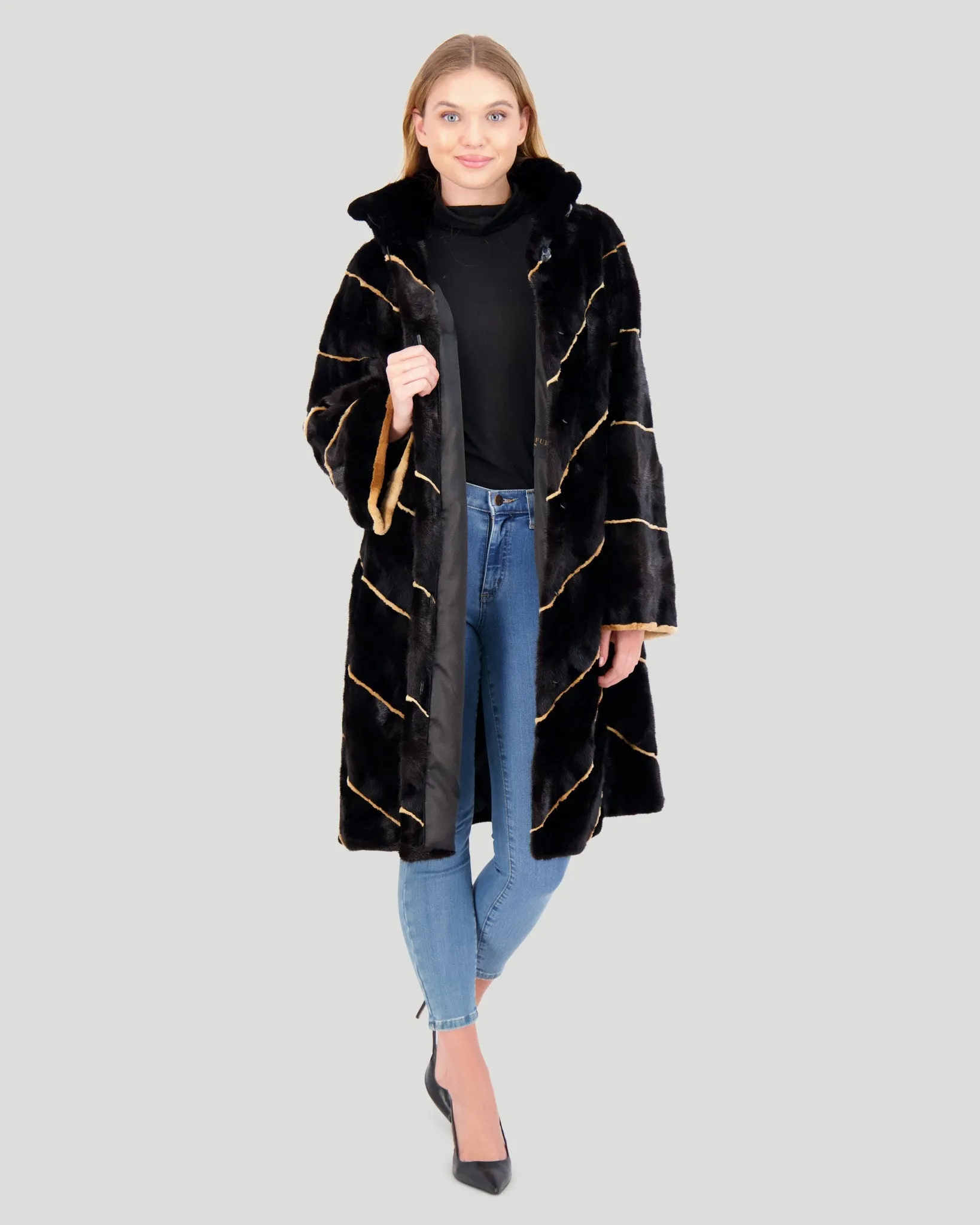 Mink Sections Short Coat