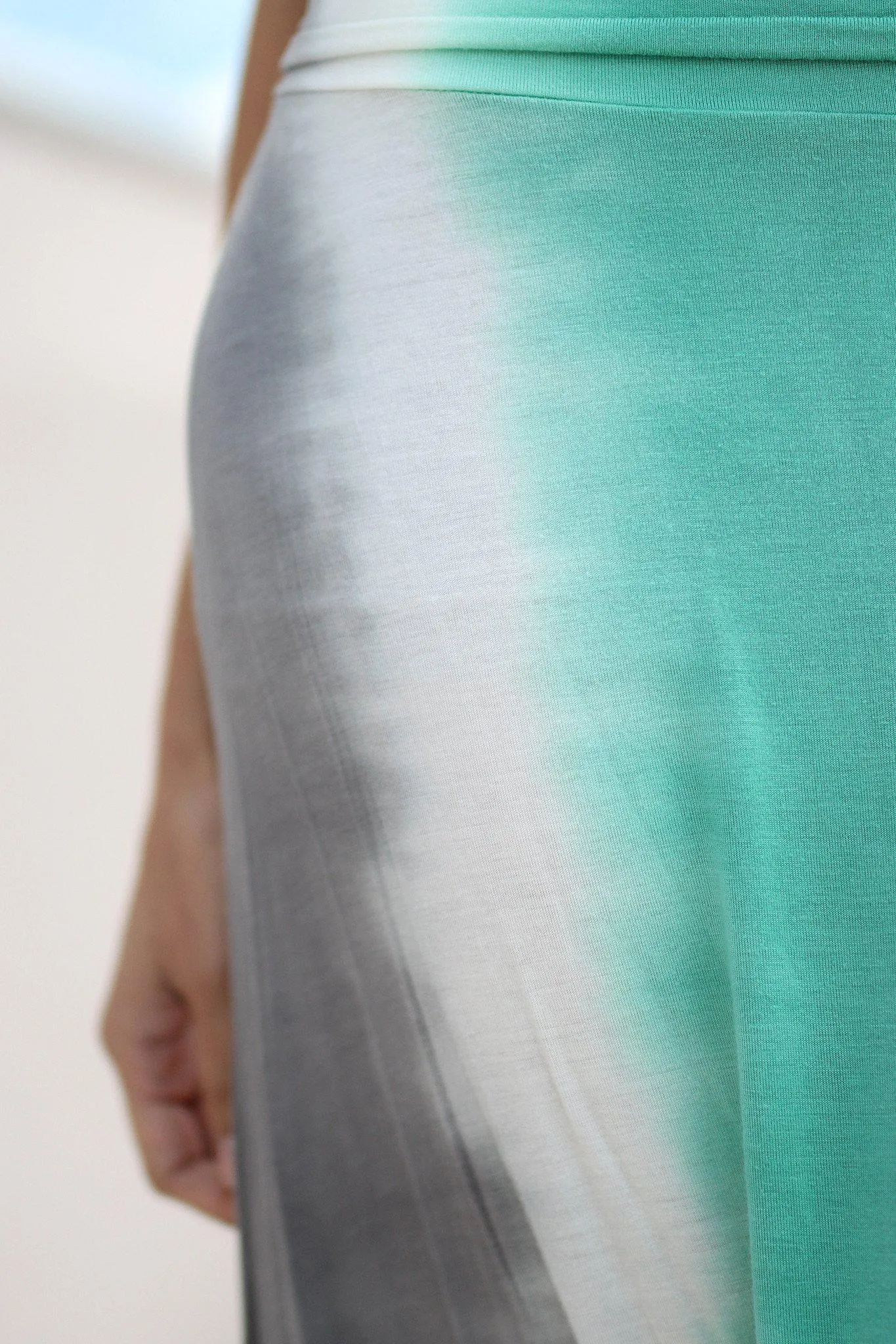 Mint And Gray Tie Dye Maxi Skirt