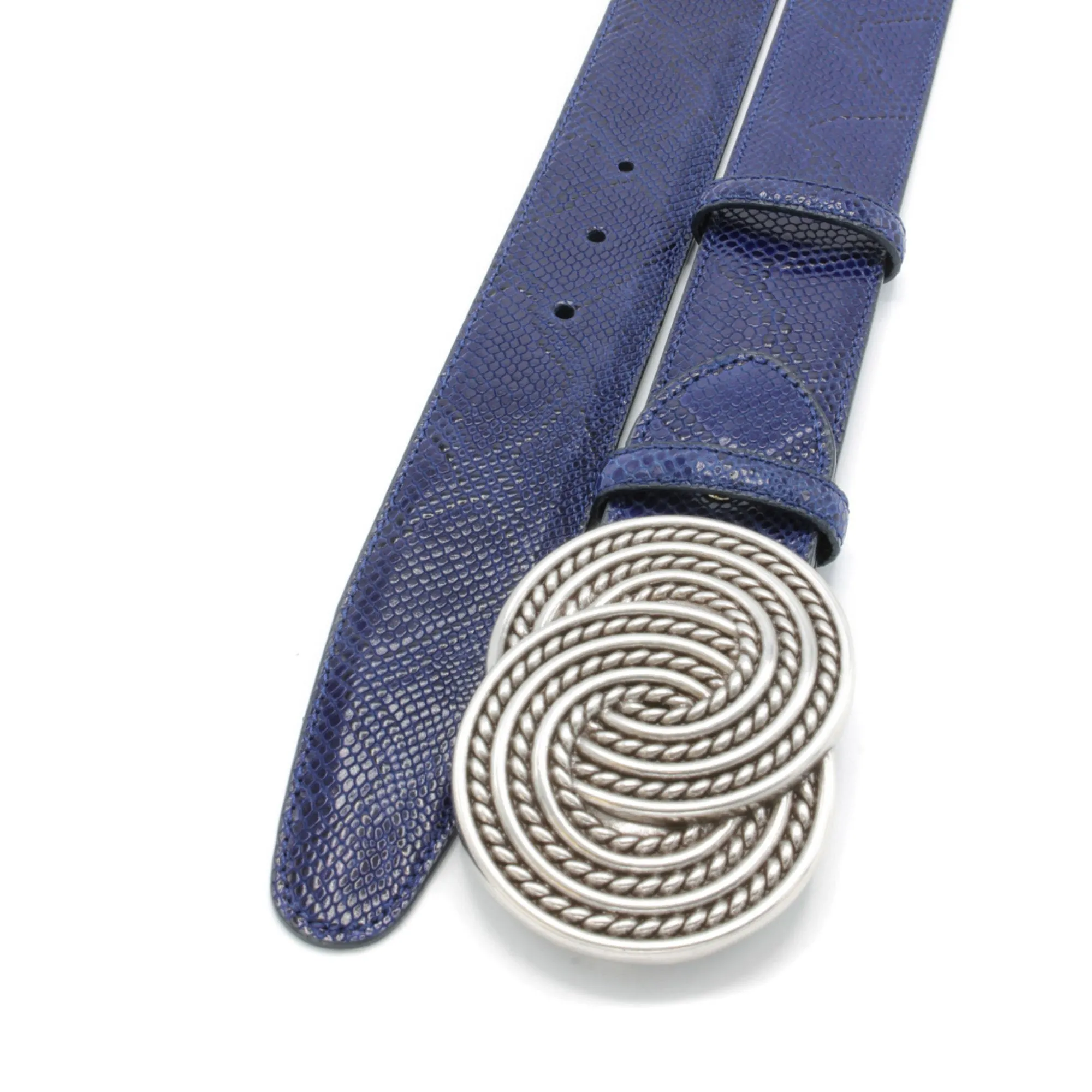 Moonlight Blue Mock Python Interlock Belt