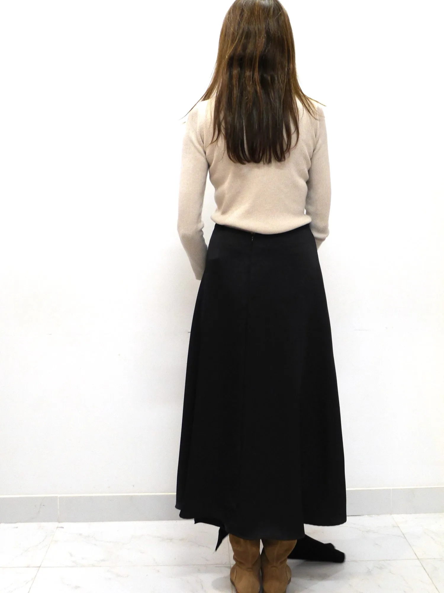 Mossaic Satin Shift Midi Skirt