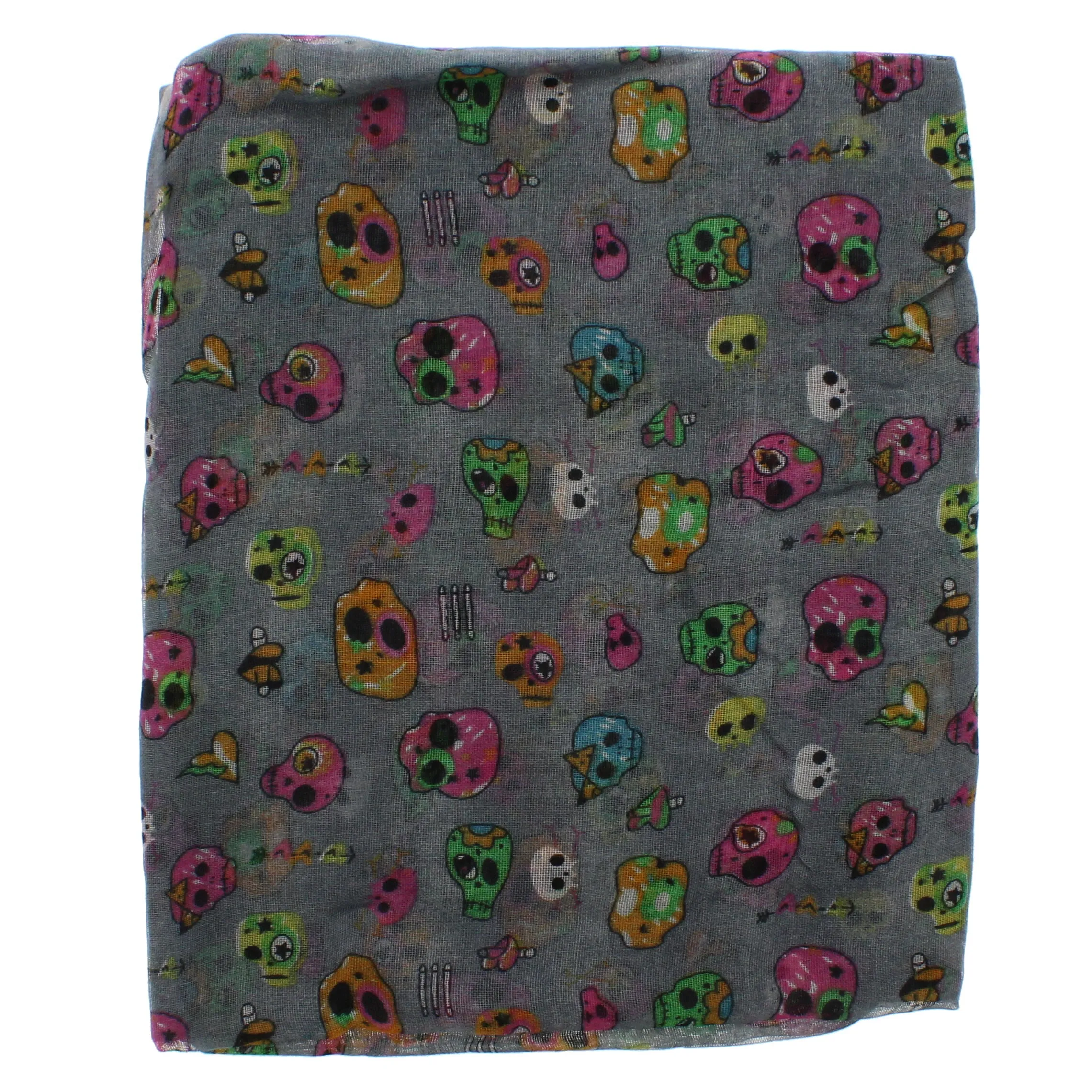 Multicolour Crazy Skull Print Scarf