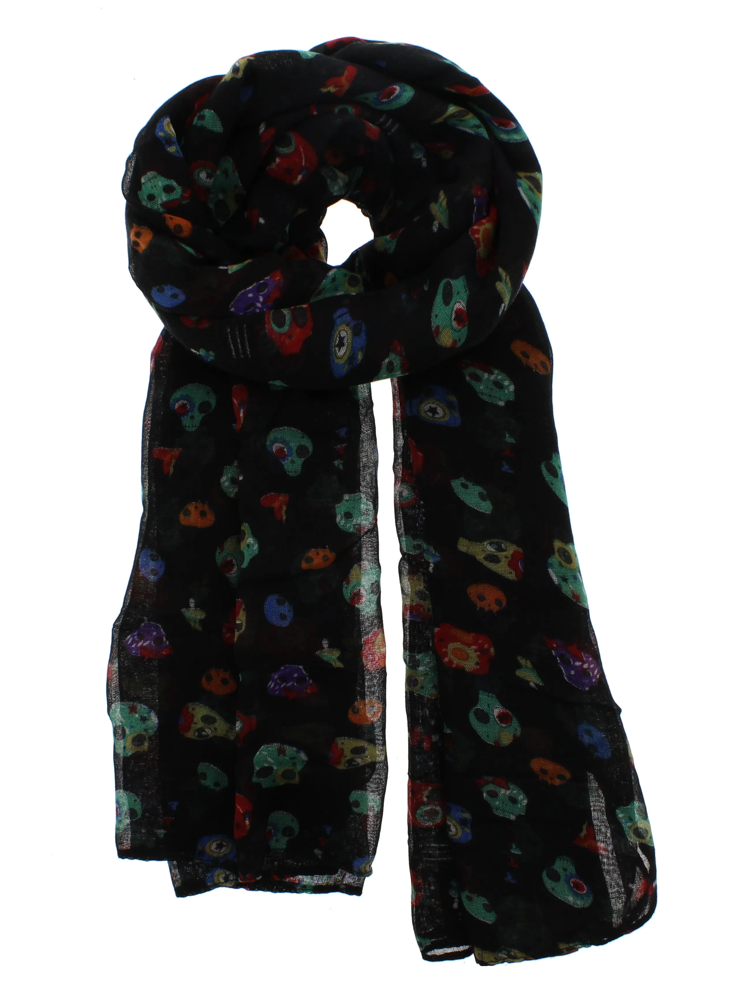 Multicolour Crazy Skull Print Scarf