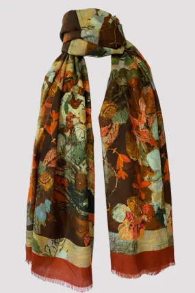 Nasturtium Salad Rust Wool Silk Scarf