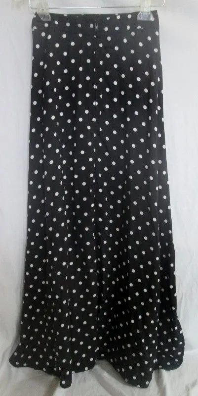 NEW Womens HAODUOYI Maxi Skirt STYLEWE BLACK WHITE POLKA DOT M Full