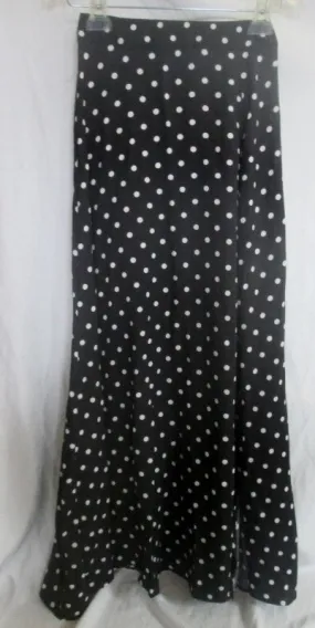 NEW Womens HAODUOYI Maxi Skirt STYLEWE BLACK WHITE POLKA DOT M Full