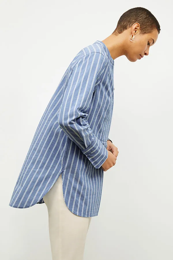 Nichols Shirt - Poplin Stripe :: Blue / White