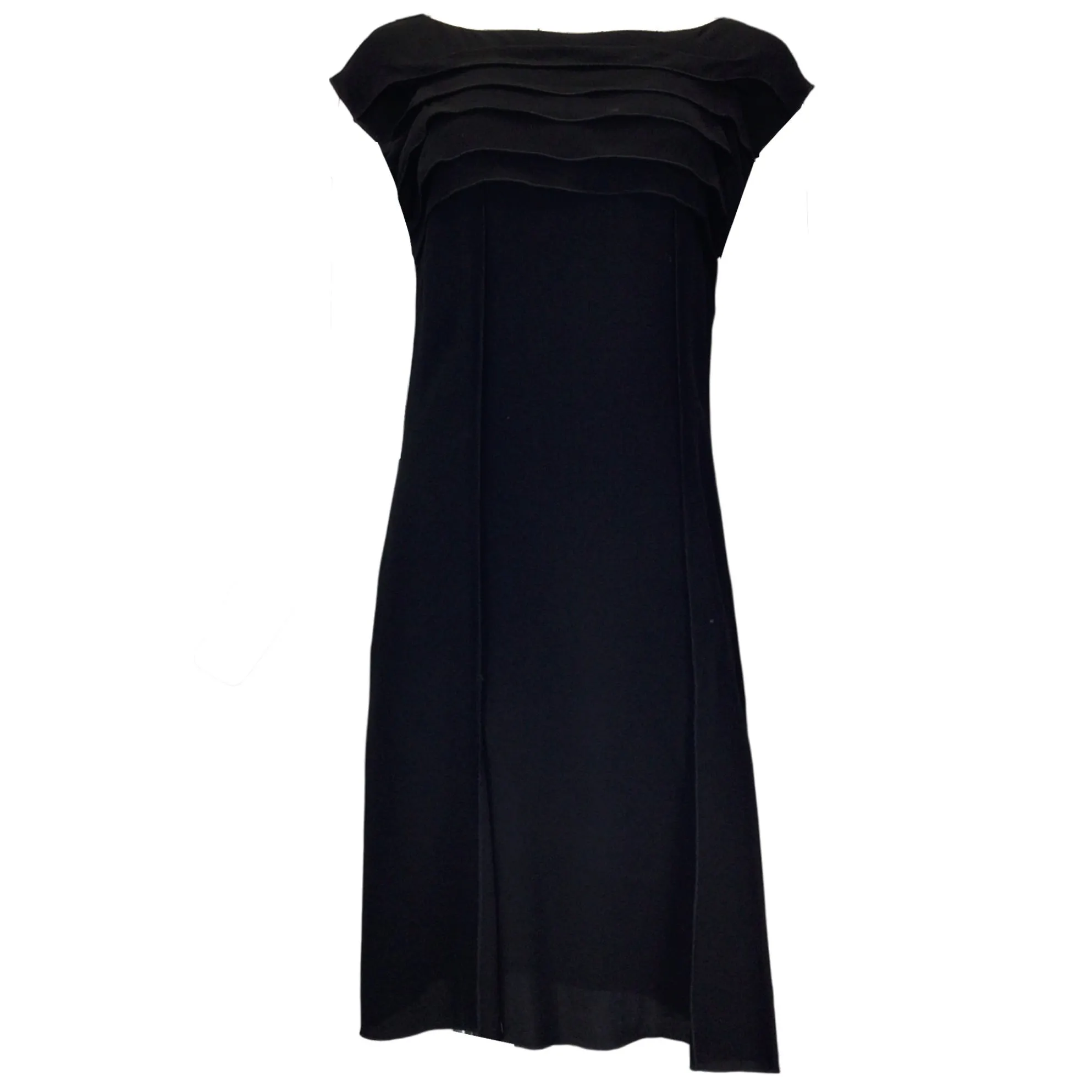 Nina Ricci Black Ruffled Crepe Midi Dress