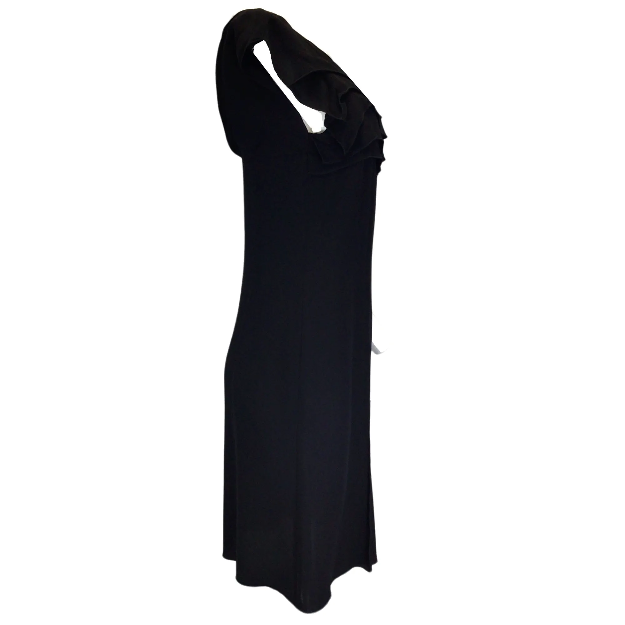 Nina Ricci Black Ruffled Crepe Midi Dress