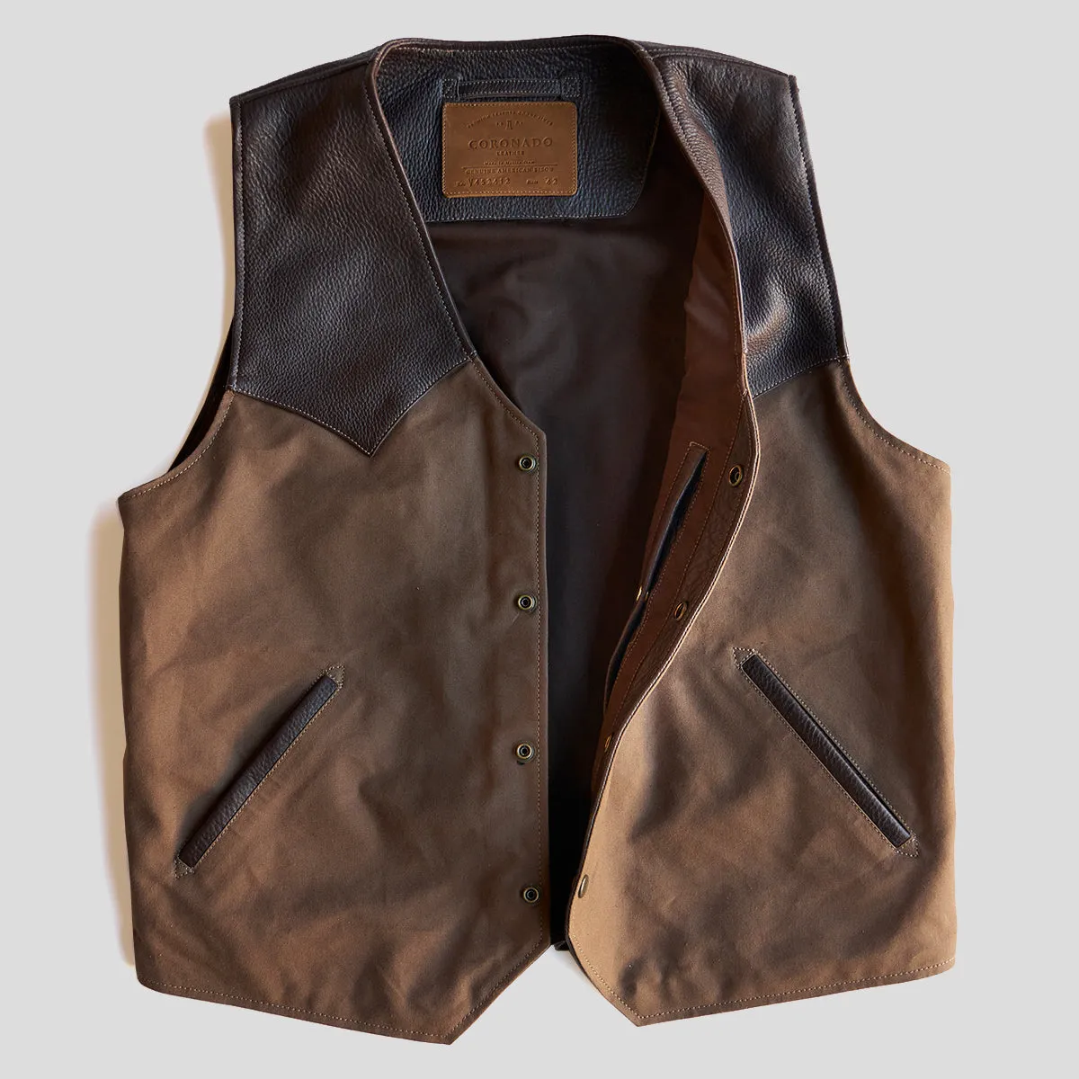 No.450 Jackson Canvas & Bison Vest | Brown