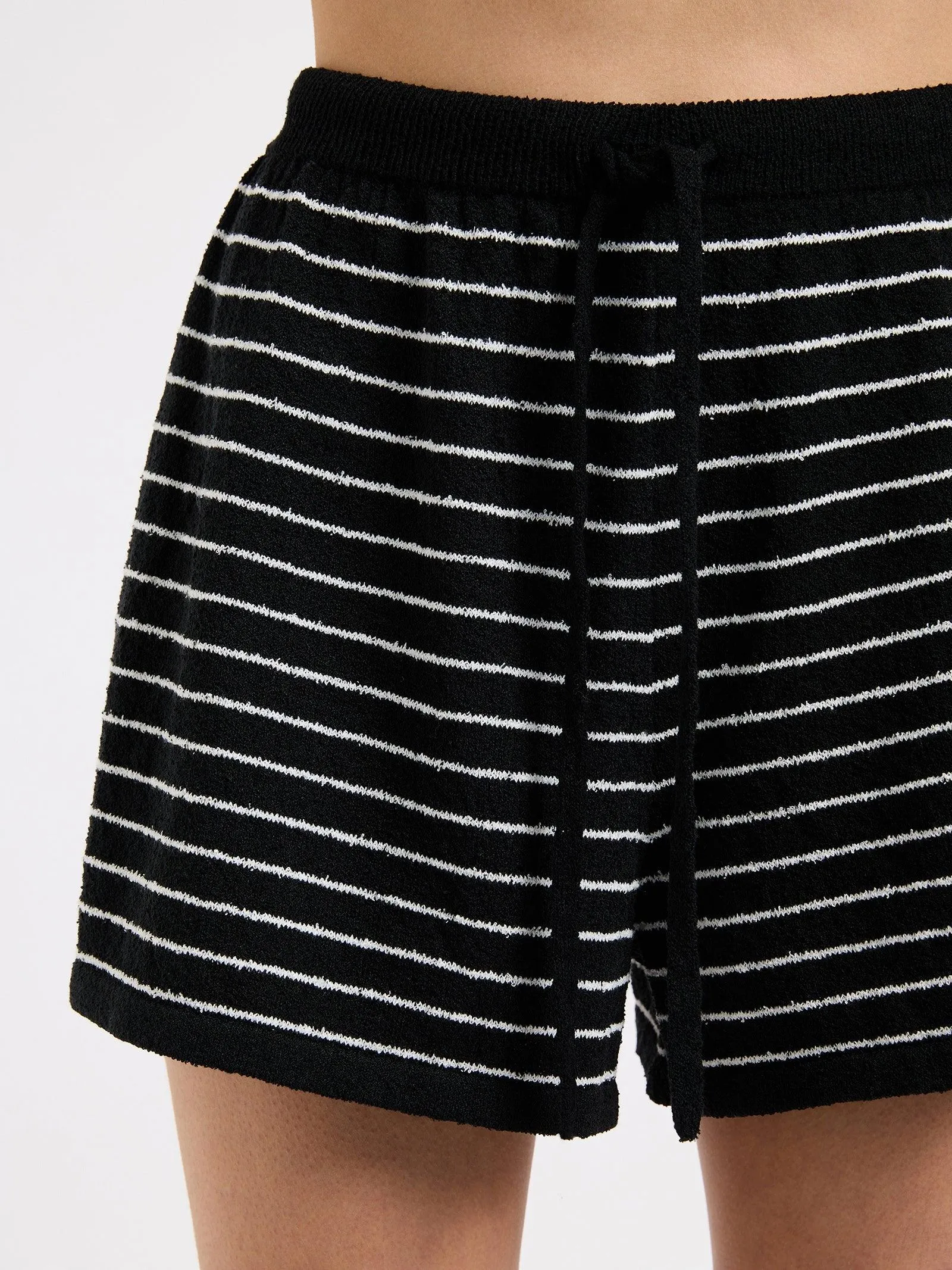 Nude Lucy Zosia Stripe Knit Shorts in Black Stripe